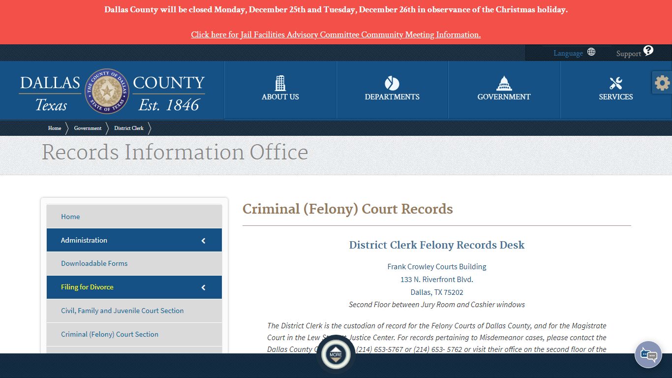 District Clerk | Criminal (Felony) Court Records - Dallas County